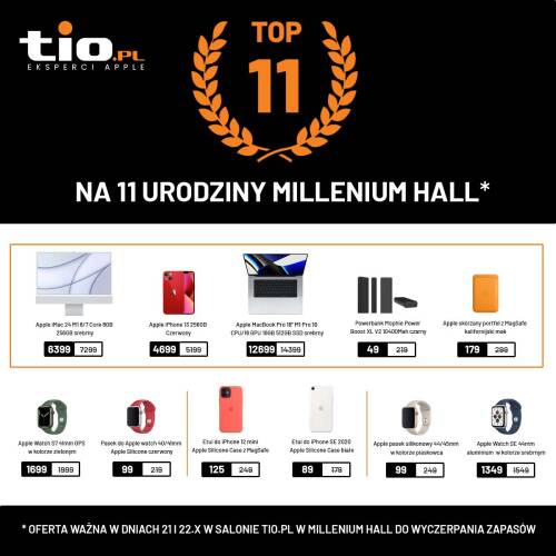 XI Urodziny Millenium Hall - specjalne promocje w TiO.pl