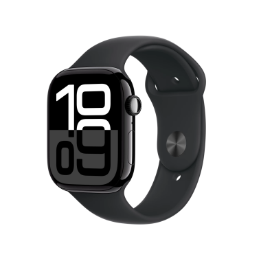 Apple Watch S10 46mm aluminium w kolorze onyks z paskiem sportowym w kolorze czarnym M/L