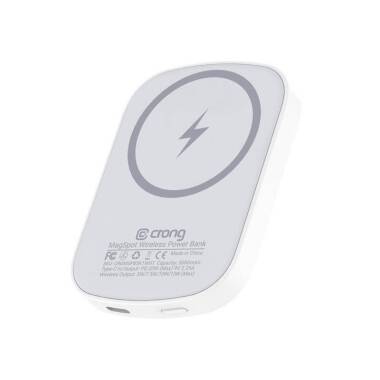 Powerbank Crong MagSpot Ultra Slim z MagSafe 5000mAh - biały