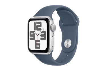 Apple Watch SE2 40mm aluminium w kolorze srebrnym z paskiem sportowym w kolorze sztormowego błękitu S/M