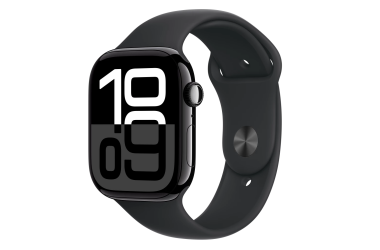 Apple Watch S10 46mm aluminium w kolorze onyks z paskiem sportowym w kolorze czarnym M/L