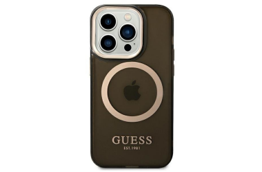 Etui do iPhone 14 Pro Max Guess Gold Outline  MagSafe - czarne