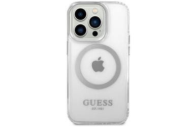 Etui do iPhone 14 Pro Max Guess Outline Silver MagSafe - przezroczysty