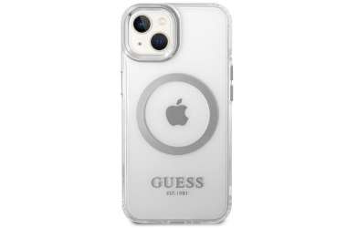 Etui do iPhone 14 Guess Outline Silver MagSafe - przezroczyste