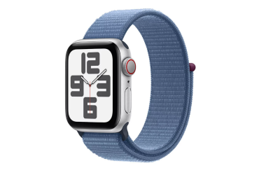 Apple Watch SE2 40mm + Cellular aluminium w kolorze srebrnym z opaską sportową w kolorze zimowego błękitu 