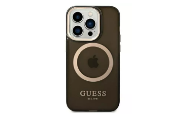 Etui do iPhone 14 Pro Guess Gold Outline  MagSafe czarny