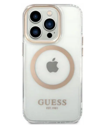 Etui do iPhone 14 Pro Guess Metal Gold MagSafe - przezroczyste - zdjęcie 1