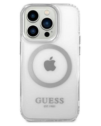 Etui do iPhone 14 Pro Guess Outline Silver MagSafe - przezroczyste srebrne - zdjęcie 1