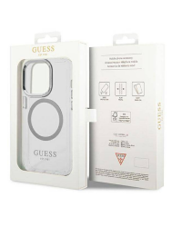 Akcesoria Apple Etui iPhone 14 Pro Guess Outline Silver MagSafe - przezroczyste Premium - zdjęcie 4