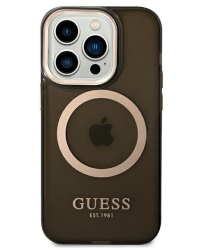 Etui do iPhone 14 Pro Max Guess Gold Outline  MagSafe - czarne - zdjęcie 1