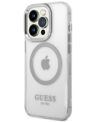 Etui iPhone 14 Pro Max Guess Outline Silver MagSafe przezroczysty srebrny - zdjęcie 2