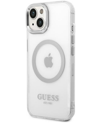 Etui iPhone 14 Guess Outline Silver MagSafe przezroczyste srebrne - zdjęcie 2