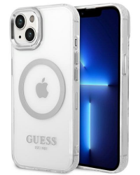 Etui do Apple iPhone 14 Guess Outline Silver MagSafe przezroczyste luxury - zdjęcie 3