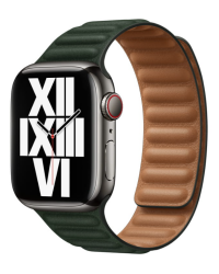 Rzeszów Apple pasek do Apple Watch 45mm z karbowanej skóry w kolorze Sequoia Green - rozmiar zielony - zdjęcie 2