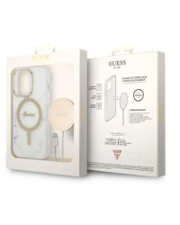 GUBPP14LHMEACSH Etui do iPhone 14 Pro Rzeszów Guess 4G Gold White Magsafe plus ładowarka - zdjęcie 2