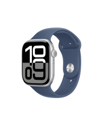 Apple Watch S10 46mm aluminium w kolorze srebrnym z paskiem sportowym w kolorze denim M/L - zdjęcie 1