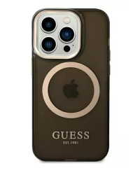 Etui do iPhone 14 Pro Guess Gold Outline  MagSafe czarny - zdjęcie 1