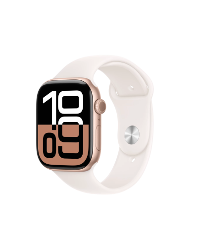 Apple Watch S10 46mm aluminium w kolorze różowe złoto z paskiem sportowym w kolorze różowym M/L - zdjęcie 1