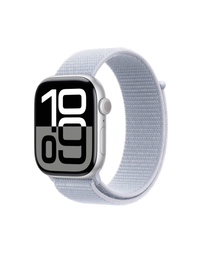 Apple Watch S10 46mm aluminium w kolorze srebrnym z opaską sportową w kolorze błękitnego obłoku - zdjęcie 1