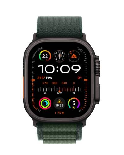 Apple Watch Ultra 2 49mm + Cellular tytan czarny z opaską Alpine w kolorze ciemno zielonym - Large - zdjęcie 9