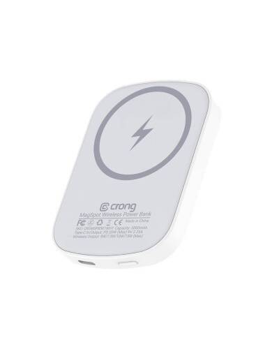 Powerbank Crong MagSpot Ultra Slim z MagSafe 5000mAh - biały - zdjęcie 1