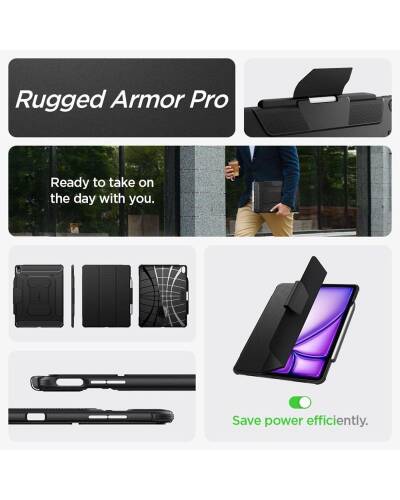 Etui do iPad Air 13 2024 Spigen Rugged Armor Pro - czarne - zdjęcie 16